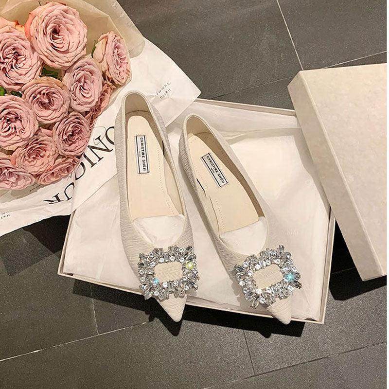 Rhinestone Pointy Flat Shoes 707106912708 - COCOMELODY